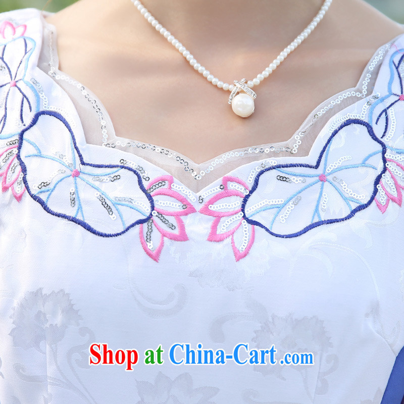 The CYD HO Kwun Tong' to the Netherlands 2015 summer sexy cheongsam dress improved cultivating embroidery cheongsam G 611,315 blue M Sau looked Tang, shopping on the Internet