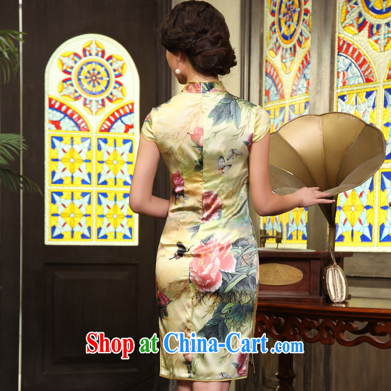The CYD HO Kwun Tong' Silk Road Silk Cheongsam retro floral cheongsam upscale Silk Cheongsam dress G 71,177 picture color M, Sau looked Tang, shopping on the Internet