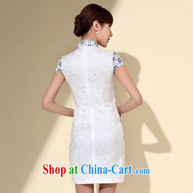 The CYD HO Kwun Tong' blue demon-hee 2014 Mr Ronald ARCULLI, retro style beauty dresses floral day Ms. cheongsam dress QD 4122 white XXL, Sau looked Tang, shopping on the Internet