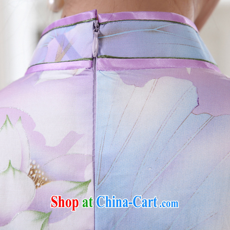 The CYD HO Kwun Tong' Lotus and sexy beauty dresses retro fashion summer 2015 new cotton cheongsam dress G 13,881 purple S, Sau looked Tang, shopping on the Internet