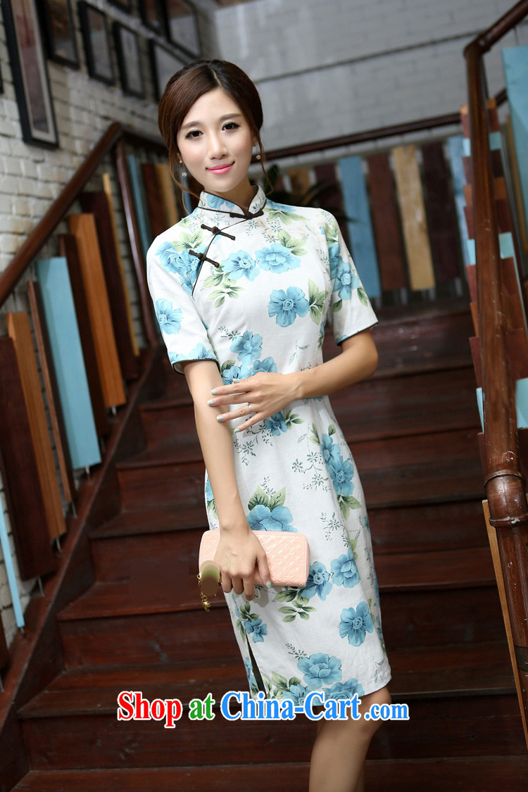 Jessup, 2015 spring and summer new Ethnic Wind and for cultivating manually buckle long improved stylish cotton the dresses qipao COL 544 blue Peony, for M pictures, price, brand platters! Elections are good character, the national distribution, so why buy now enjoy more preferential! Health