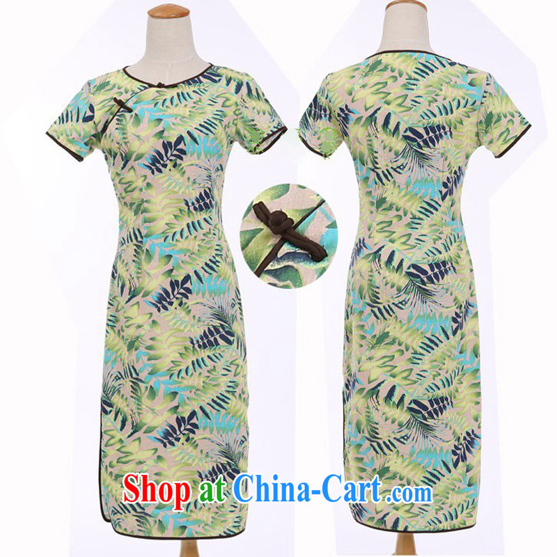Jessup, 2015 spring and summer new women's clothing China wind cotton leaves the Commission take the lead hand and knee, long dresses qipao CNU 581 figure XXL, Jessup, and shopping on the Internet