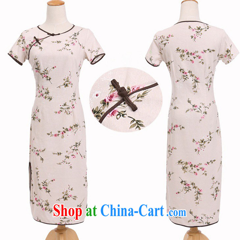 Jessup, 2015 spring and summer new female national round-collar, long, cultivating manual for improved stylish linen dresses qipao CKK 438 figure XXL, Jessup, and shopping on the Internet