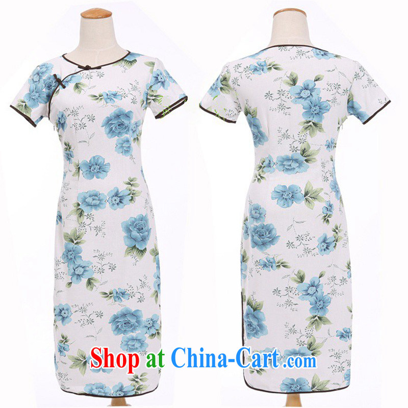 Jessup, 2015 spring and summer new female Ethnic Wind round-collar beauty manual buckle long improved linen dresses qipao CUZ 897 figure XXL, Jessup, and shopping on the Internet