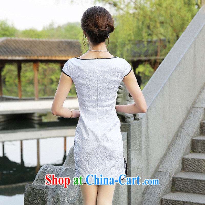 The CYD HO Kwun Tong' Sun Flower 2015 summer improved cotton robes fashion sense of ethnic wind cheongsam dress G 13,516 white M, Sau looked Tang, shopping on the Internet