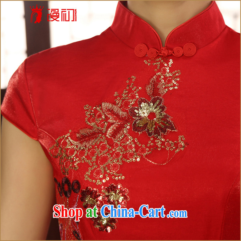 Early definition 2015 new improved stylish dresses bridal short cheongsam wedding bridesmaid dresses serving toast red L, diffuse, and shopping on the Internet