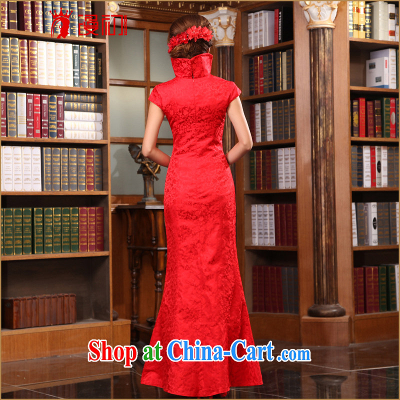 Early definition 2015 new stylish improved bridal dresses retro wedding dresses Chinese red outfit, red S, diffuse, and shopping on the Internet