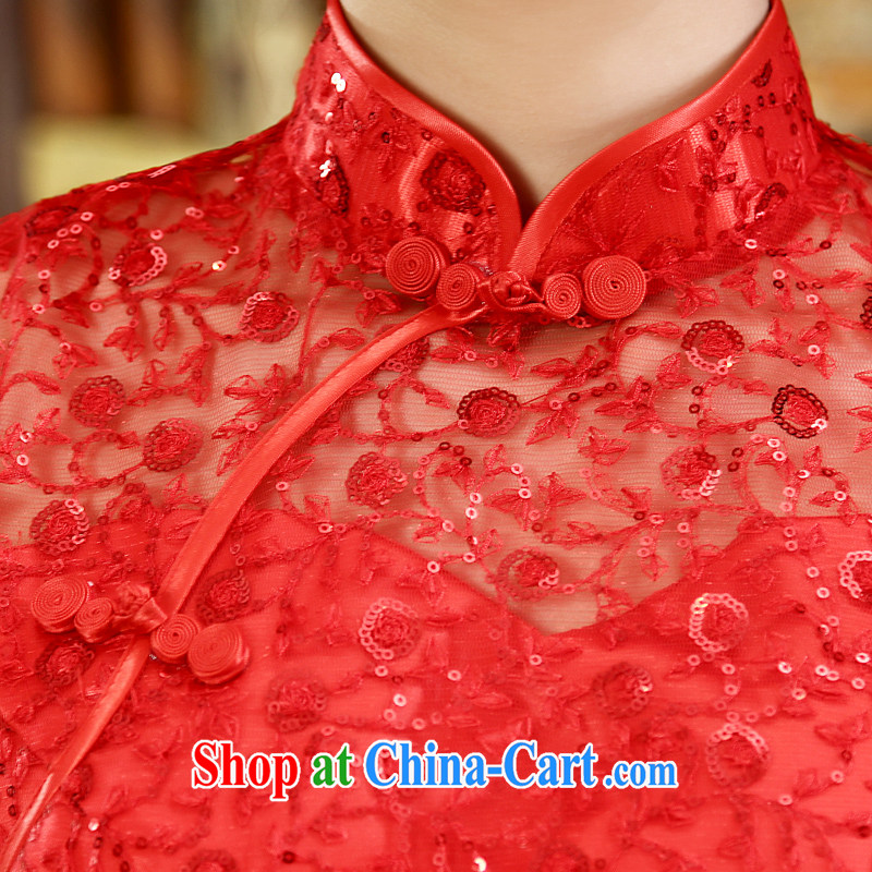 Early definition 2015 new, improved cheongsam qipao Chinese brides wedding dresses short dresses, Retro dresses red S, diffuse, and shopping on the Internet