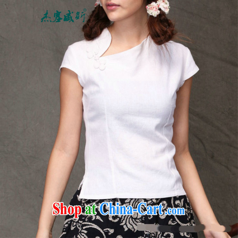 Jessup, 2015 spring and summer girls improved linen hand Phoenix Crescent buckle around for the Lao Chinese T-shirt Chinese shirt CQP 808 figure XL