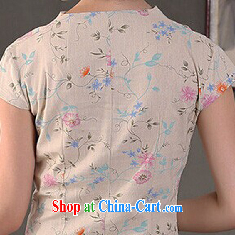 Cheng Kejie, Wiesbaden, 2015 spring and summer, female 100 ground of Chinese Wind improved retro cotton mA short-sleeve Crescent collar T-shirt shirt Chinese 353 CJN figure S, Jessup, and shopping on the Internet