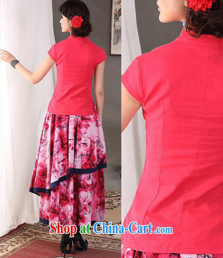 Jessup, 2015 spring and summer clothes New China wind is a hard, for cotton the improved cheongsam Chinese T-shirt shirt Chinese CFU of 179 red XXL pictures, price, brand platters! Elections are good character, the national distribution, so why buy now enjoy more preferential! Health