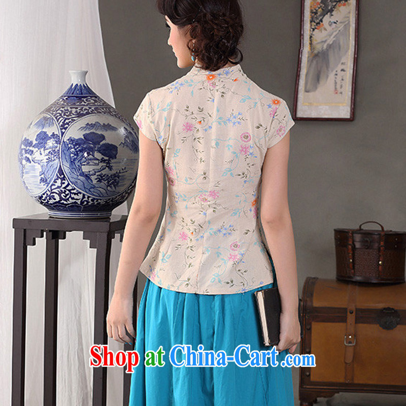 Jessup, 2015 spring and summer female Chinese neo-classical manual tie cotton the linen dresses stylish Chinese T-shirt shirt CRQ 665 small business a flower XXL, Jessup, and shopping on the Internet