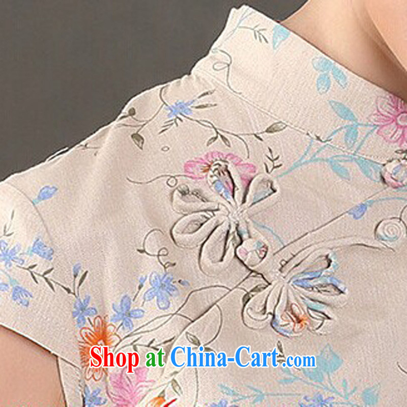Jessup, 2015 spring and summer female Chinese neo-classical manual tie cotton the linen dresses stylish Chinese T-shirt shirt CRQ 665 small business a flower XXL, Jessup, and shopping on the Internet