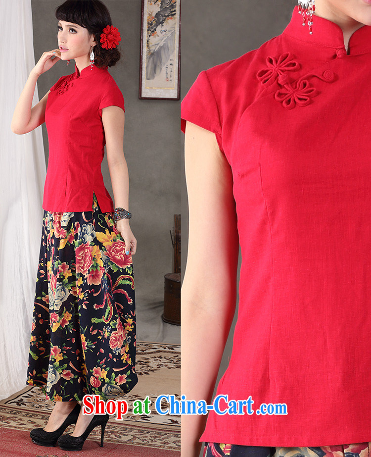 Cheng Kejie, Wiesbaden, 2015 spring and summer original design Chinese-buckle flower basket the linen short-sleeved, collared T-shirt shirt Chinese CAV 082 large red L pictures, price, brand platters! Elections are good character, the national distribution, so why buy now enjoy more preferential! Health