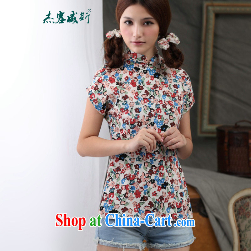 Jessup, 2015 spring and summer only China wind linen Chinese improved cheongsam Chinese T-shirt Chinese shirt CQP 817 figure M