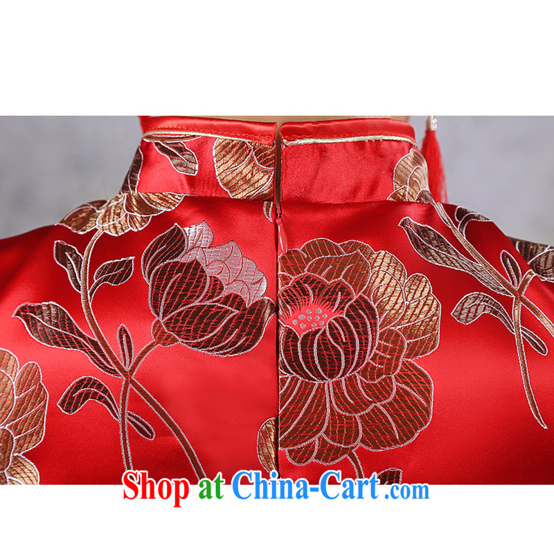 There is embroidery bridal 2015 spring and summer cotton Ma long cheongsam dress short-sleeved high on the truck and stylish retro QP - 346 red XXL Suzhou shipment and it is absolutely not a bride, shopping on the Internet