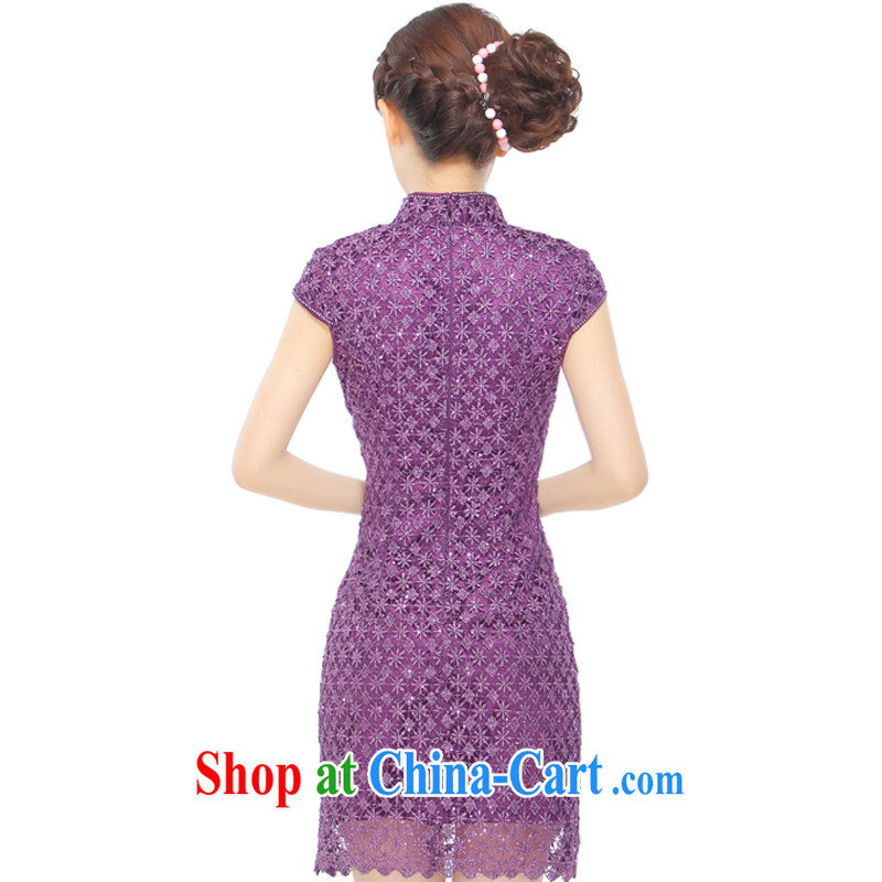 Slim li know summer 2015 new stylish and elegant and refined beauty retro sexy lace, dresses, skirt Q 401 - 2 purple, slim Li (Q . LIZHI), shopping on the Internet