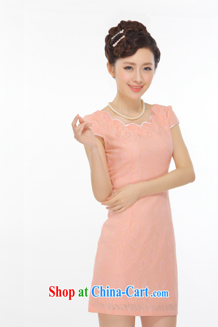 Slim li know summer 2015 new improved petal collar pink small dress retro sexy beauty short cheongsam QY 3153 pink XXL pictures, price, brand platters! Elections are good character, the national distribution, so why buy now enjoy more preferential! Health