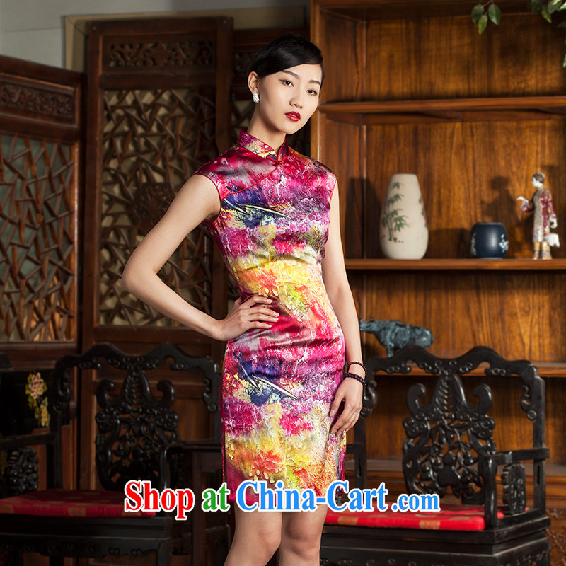 Huan Zhu Ge Ge 2014 spring and summer new stylish improved sauna Silk is silk painting cheongsam dress Dress Suit 5 XL, giggling, shopping on the Internet