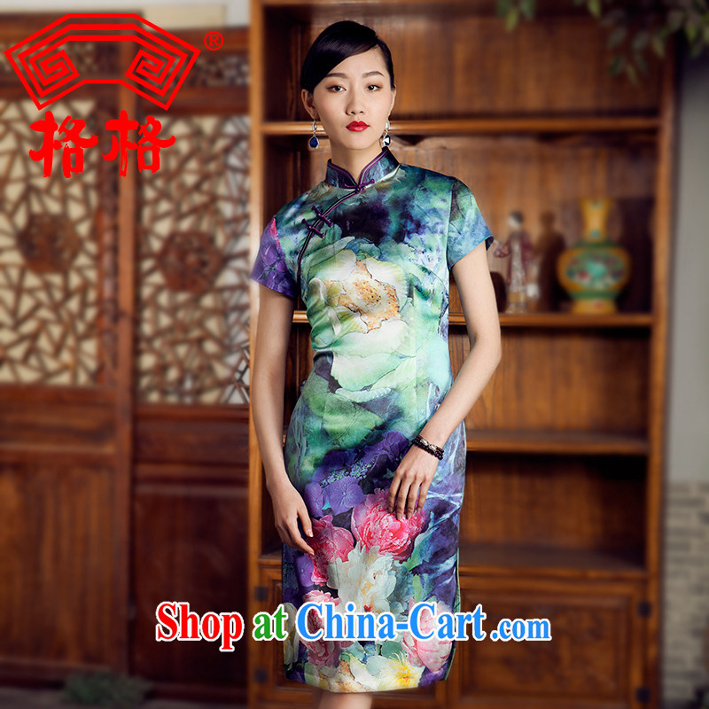 Huan Zhu Ge Ge 2014 summer new sauna silk silk leisure improved stylish beauty short cheongsam floral M