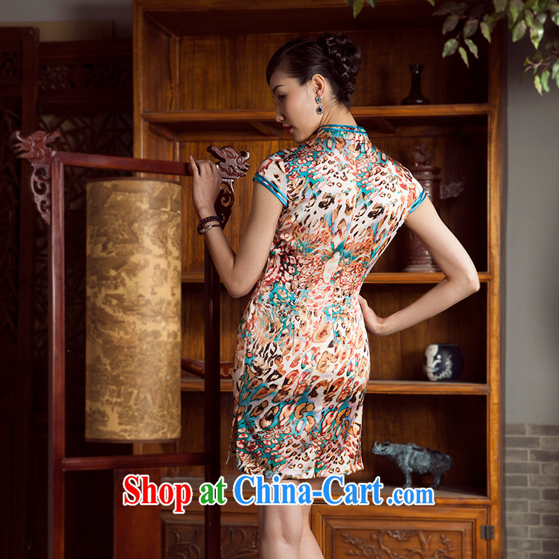 Huan Zhu Ge Ge 2014 spring and summer new stylish improved sauna silk silk painting beauty short cheongsam floral 5 XL, giggling, shopping on the Internet