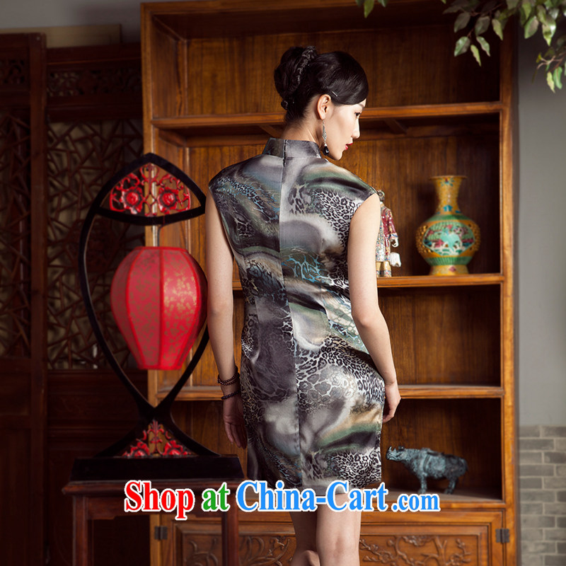 Huan Zhu Ge Ge 2014 summer new cheongsam sauna silk silk improved stylish beauty short cheongsam floral 4 XL, giggling, shopping on the Internet