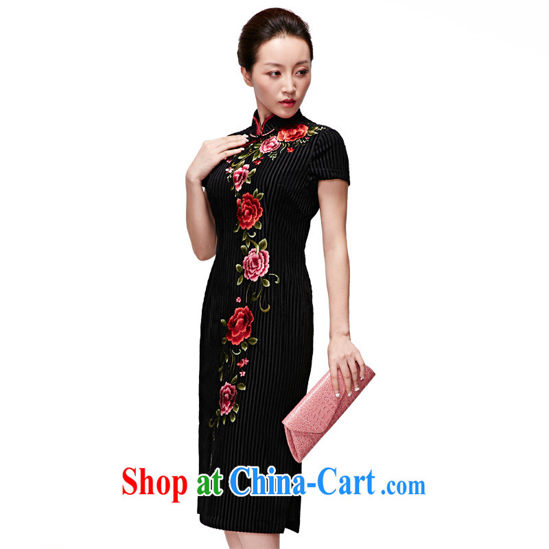 Wood is really the 2015 spring and summer new embroidered long dresses Original elegant dress 32,350 01 black XXL (B), wood really has, online shopping