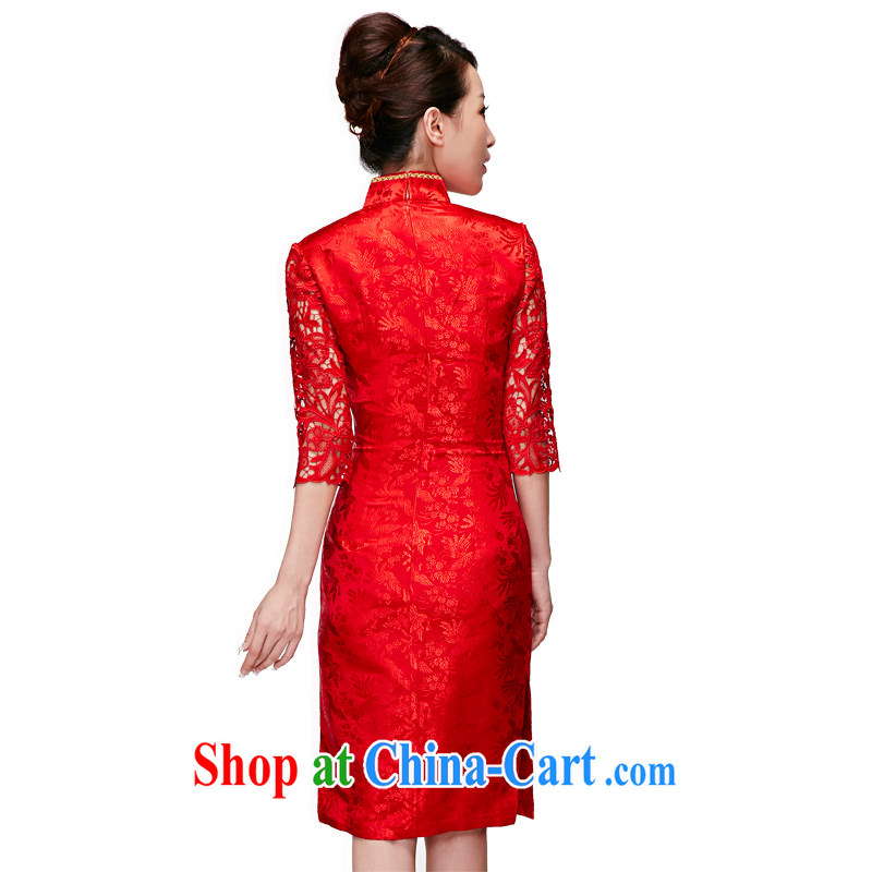 Wood is really the 2015 spring new paragraph 7 sub-cuff Silk Dresses wedding dresses bridal toast cheongsam dress 11,635 05 red XXL, wood really has, shopping on the Internet