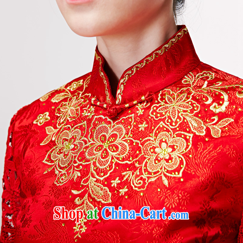 Wood is really the 2015 spring new paragraph 7 sub-cuff Silk Dresses wedding dresses bridal toast cheongsam dress 11,635 05 red XXL, wood really has, shopping on the Internet