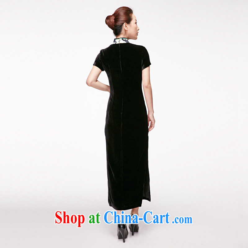 Wood is really a qipao 2015 spring and summer New Silk long cheongsam vases stitching dress mom with 22,213 01 black XXL (B), wood really has, online shopping