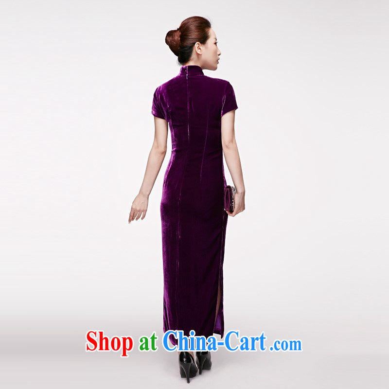 Wood is really the 2015 spring and summer new style dress original design long, Silk Cheongsam mom with 01,150 16 purple S, wood really has, on-line shopping