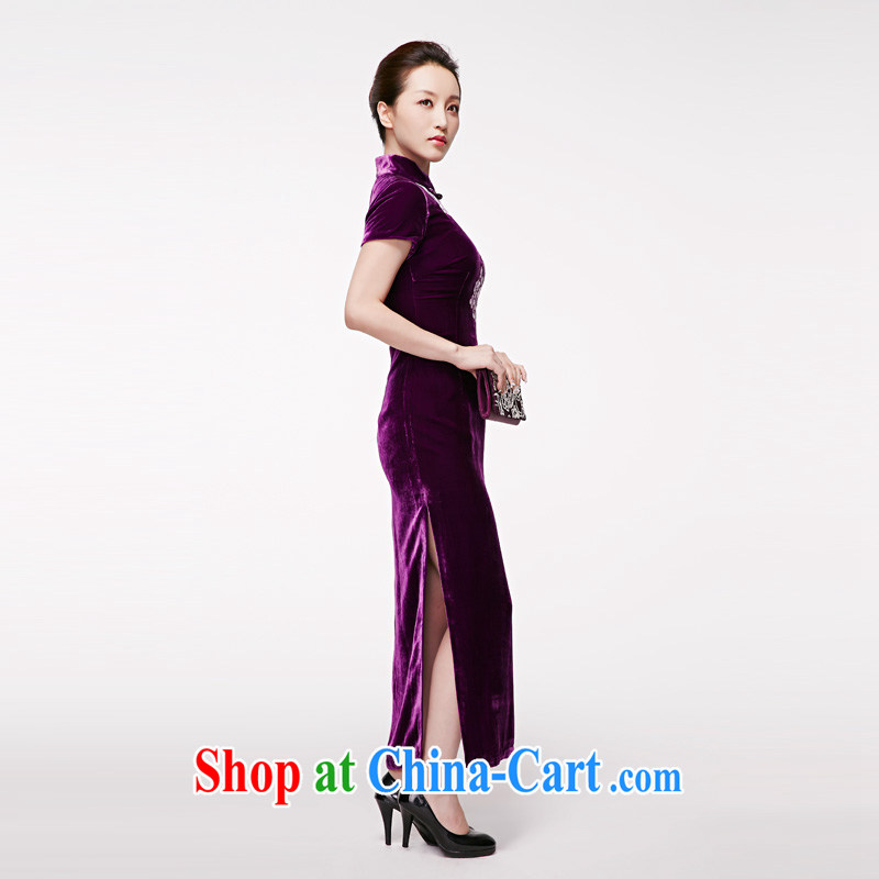 Wood is really the 2015 spring and summer new style dress original design long, Silk Cheongsam mom with 01,150 16 purple S, wood really has, on-line shopping