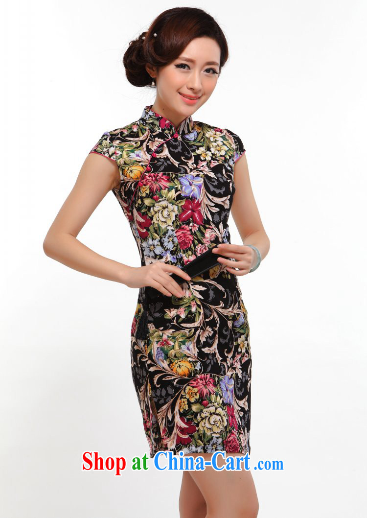 once and for all silence the cheongsam summer 2014 stylish new, improved sense of beauty retro floral cheongsam high black skirt L pictures, price, brand platters! Elections are good character, the national distribution, so why buy now enjoy more preferential! Health