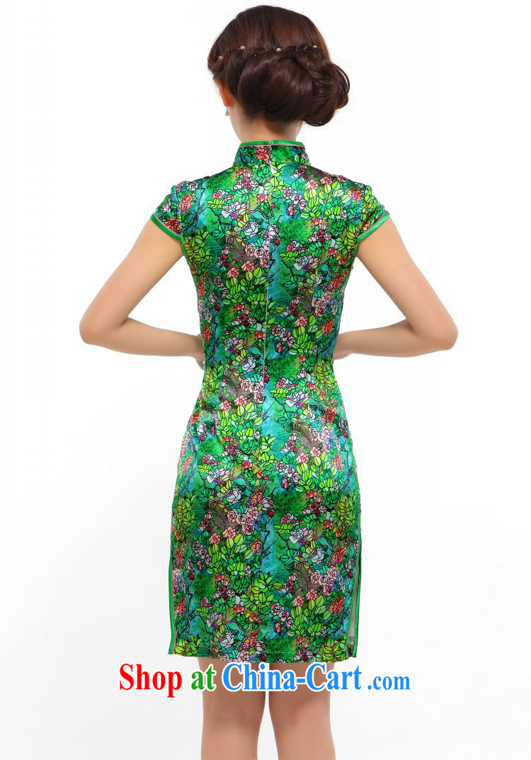 Summer fashion 2014 new improved sexy beauty retro upscale heavy silk sauna Silk Cheongsam dress green L pictures, price, brand platters! Elections are good character, the national distribution, so why buy now enjoy more preferential! Health