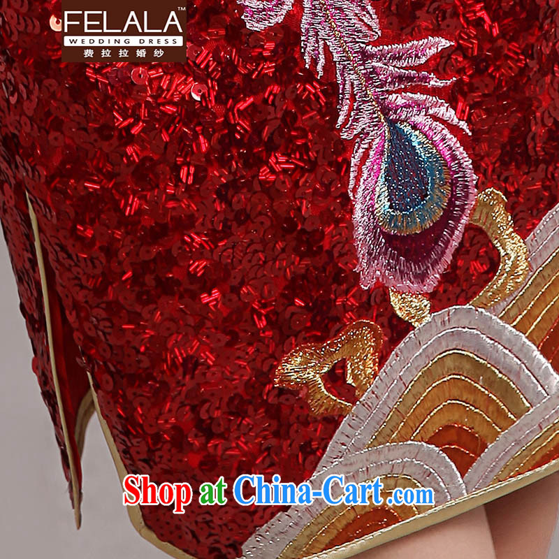 Ferrara 2015 new bride retro, short cheongsam Chinese wedding embroidered dragon Ba Gua toast serving red XL Suzhou shipping, La wedding (FELALA), and, on-line shopping