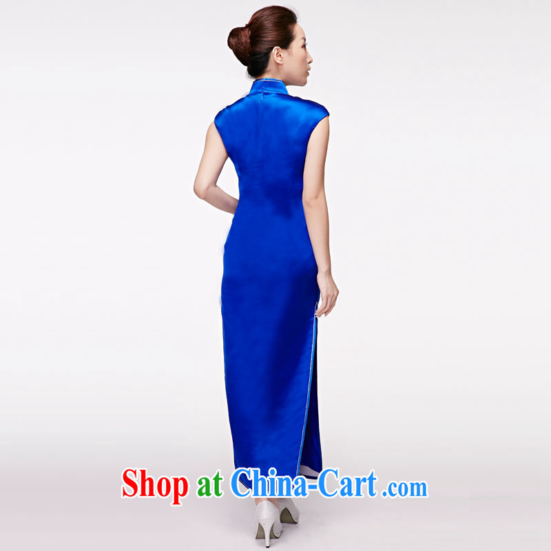 Wood is really the 2015 spring and summer new Chinese silk embroidery long elegant qipao gown package mail 22,038 10 dark blue XXL (A), wood really has, online shopping