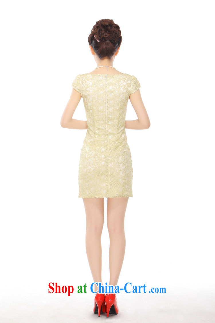 Slim li know summer 2015 new retro champagne gold lace petal collar elegant and refined style cheongsam dress QT 13 - 65 champagne Kim XL pictures, price, brand platters! Elections are good character, the national distribution, so why buy now enjoy more preferential! Health