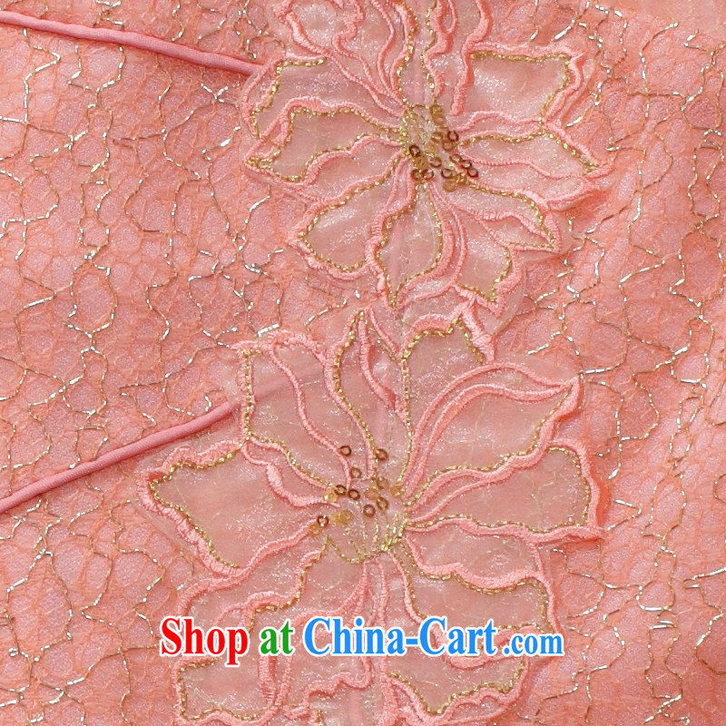 Slim li know summer 2015 new petal peach and gold thread beads, embroidery and stylish improved short cheongsam QLZ Q 15 6006 orange toner M, slim Li (Q . LIZHI), online shopping
