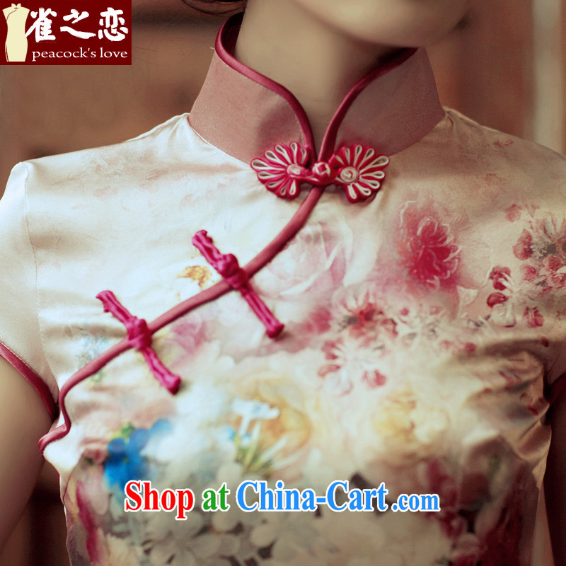 Bird lovers of youth is not central bank improved stylish short-sleeved silk short cheongsam shirt QD 315 figure S, birds love, and shopping on the Internet