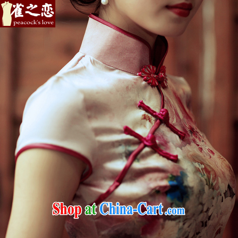 Bird lovers of youth is not central bank improved stylish short-sleeved silk short cheongsam shirt QD 315 figure S, birds love, and shopping on the Internet