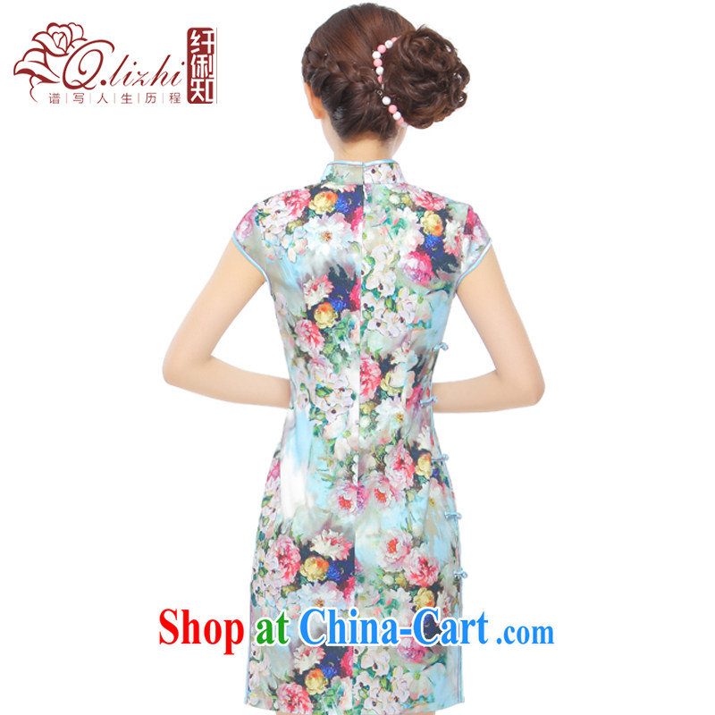 Slim li know blossoming summer 2015 new retro elegant improved low-power's cheongsam Mrs dresses QW B 45 113 photo color XXL, slim Li (Q . LIZHI), online shopping
