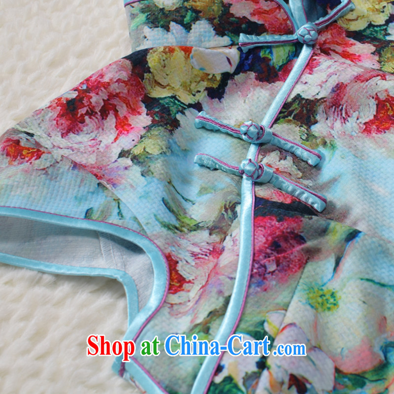 Slim li know blossoming summer 2015 new retro elegant improved low-power's cheongsam Mrs dresses QW B 45 113 photo color XXL, slim Li (Q . LIZHI), online shopping