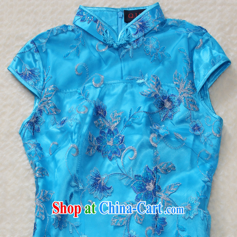Slim li know summer 2015 new small dress embroidery, lace retro improved cultivation video thin cheongsam dress QY 3088 sapphire blue XXXL, slim Li (Q . LIZHI), and, on-line shopping