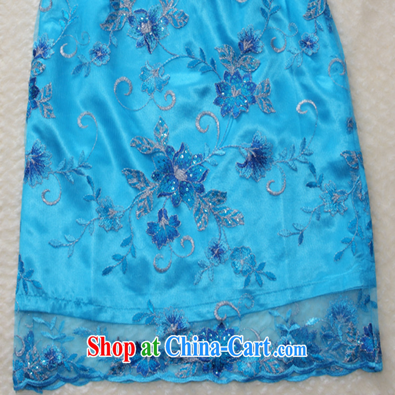 Slim li know summer 2015 new small dress embroidery, lace retro improved cultivation video thin cheongsam dress QY 3088 sapphire blue XXXL, slim Li (Q . LIZHI), and, on-line shopping
