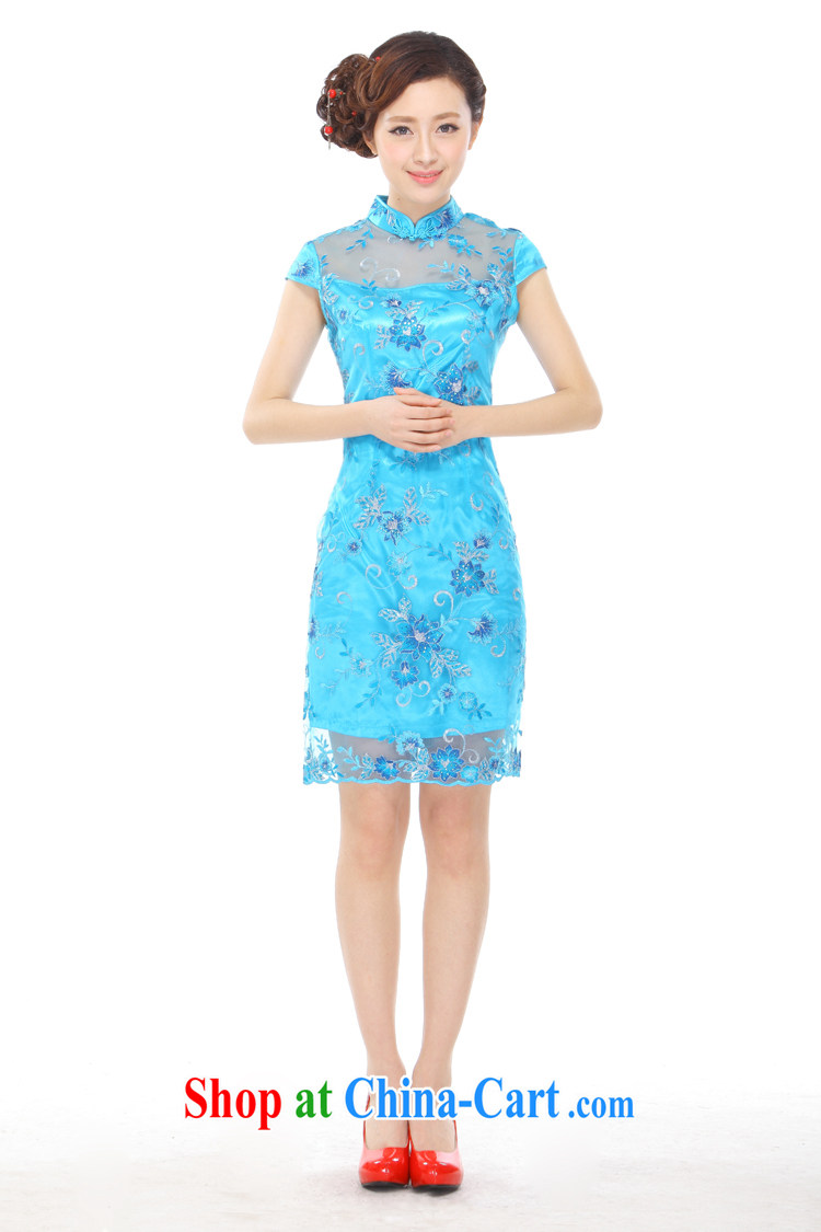 Slim li know summer 2015 new small dress embroidery, lace retro improved cultivation video thin cheongsam dress QY 3088 sapphire blue XXXL pictures, price, brand platters! Elections are good character, the national distribution, so why buy now enjoy more preferential! Health