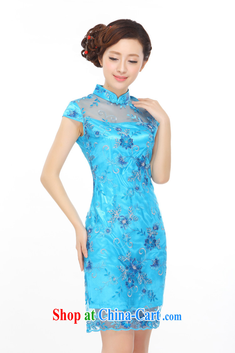 Slim li know summer 2015 new small dress embroidery, lace retro improved cultivation video thin cheongsam dress QY 3088 sapphire blue XXXL pictures, price, brand platters! Elections are good character, the national distribution, so why buy now enjoy more preferential! Health