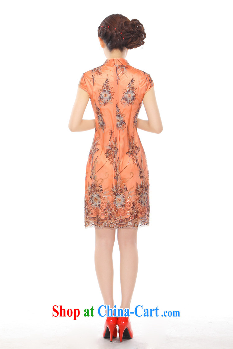 Slim li know summer 2015 new beauty, elegant and stylish improved web yarn beads, embroidered short cheongsam dress 3080 orange XXL pictures, price, brand platters! Elections are good character, the national distribution, so why buy now enjoy more preferential! Health