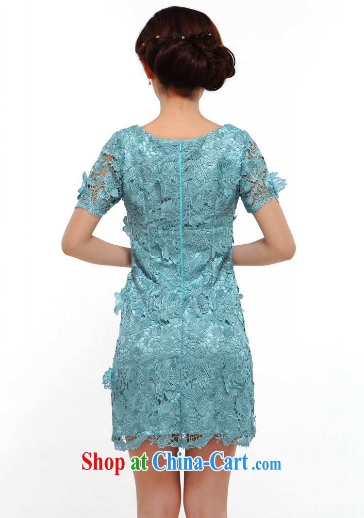 once and for all silence the cheongsam stylish 2014 summer new, improved sense of beauty video thin lace dress cheongsam dress light blue L pictures, price, brand platters! Elections are good character, the national distribution, so why buy now enjoy more preferential! Health