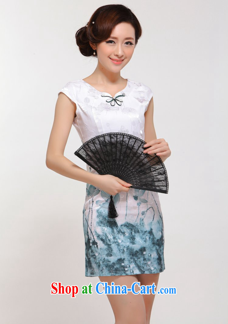 once and for all silence the cheongsam summer 2014 stylish new improved sexy beauty retro large peony flower cheongsam dress blue L pictures, price, brand platters! Elections are good character, the national distribution, so why buy now enjoy more preferential! Health