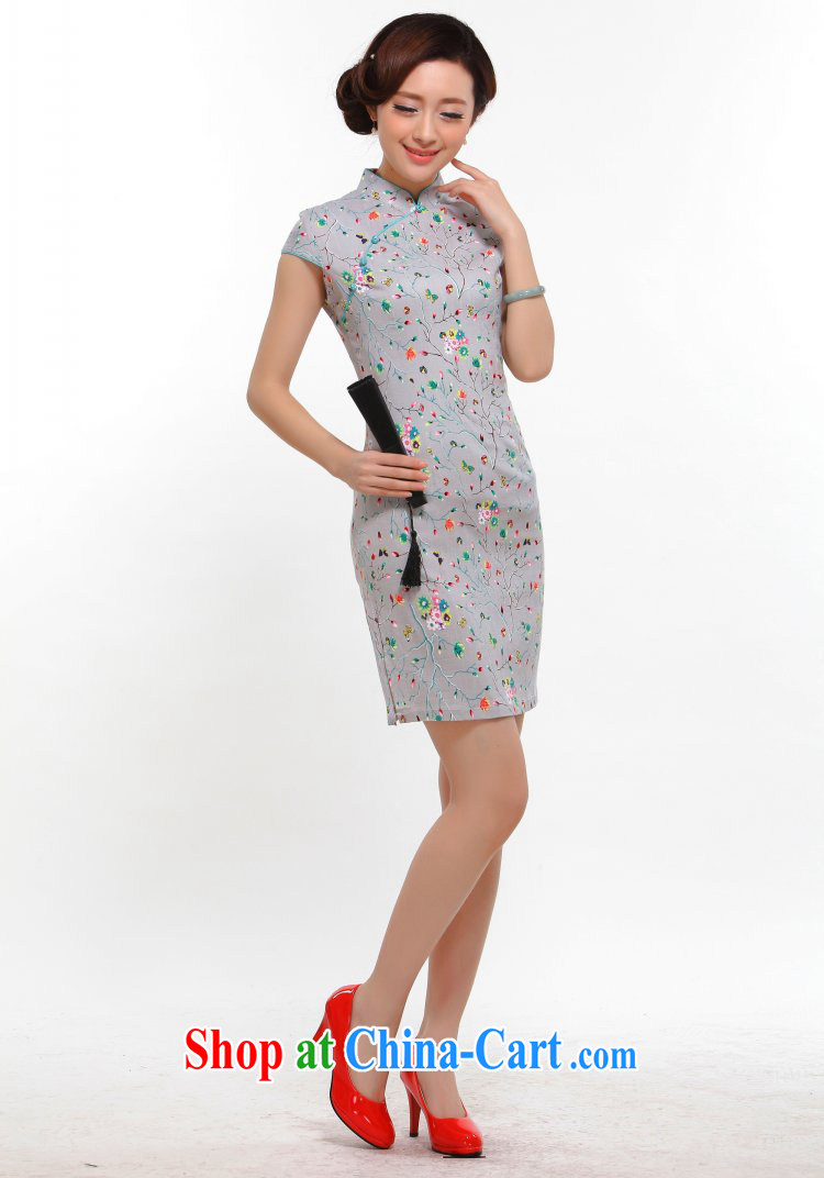 Dresses summer fashion 2014 new, improved sense of beauty retro high elastic cheongsam dress light gray L pictures, price, brand platters! Elections are good character, the national distribution, so why buy now enjoy more preferential! Health